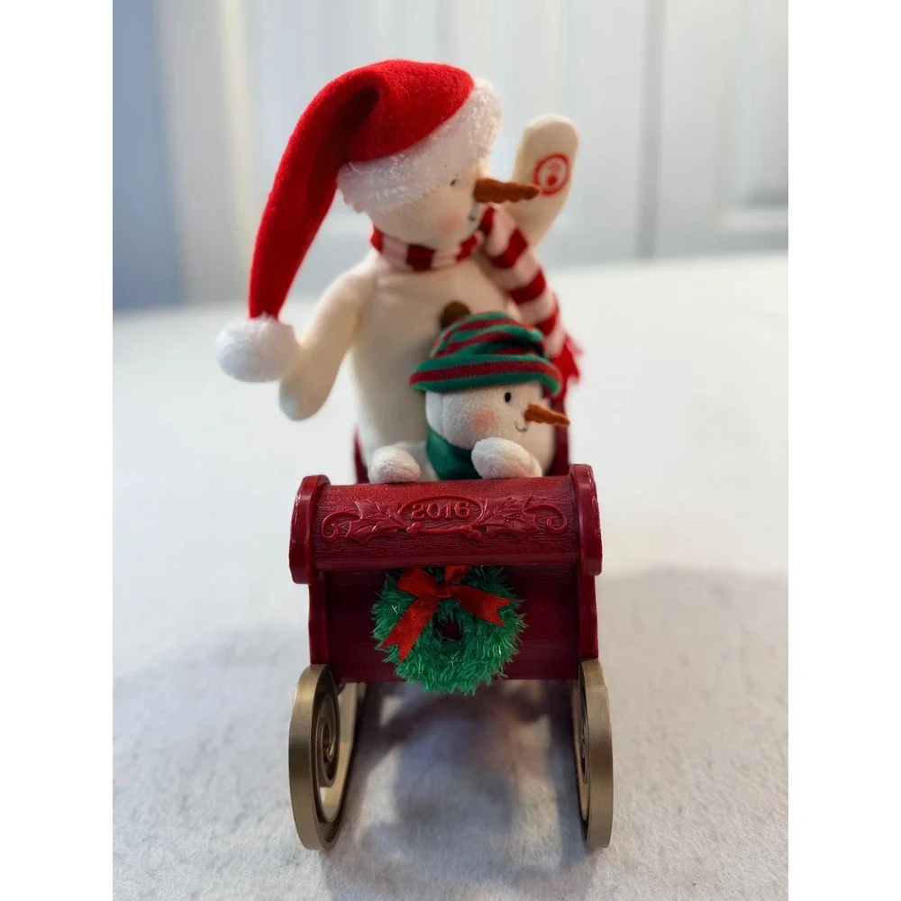 Hallmark Jingle Pals 2016 Musical Snowman Sleigh Animated Christmas Decor Red